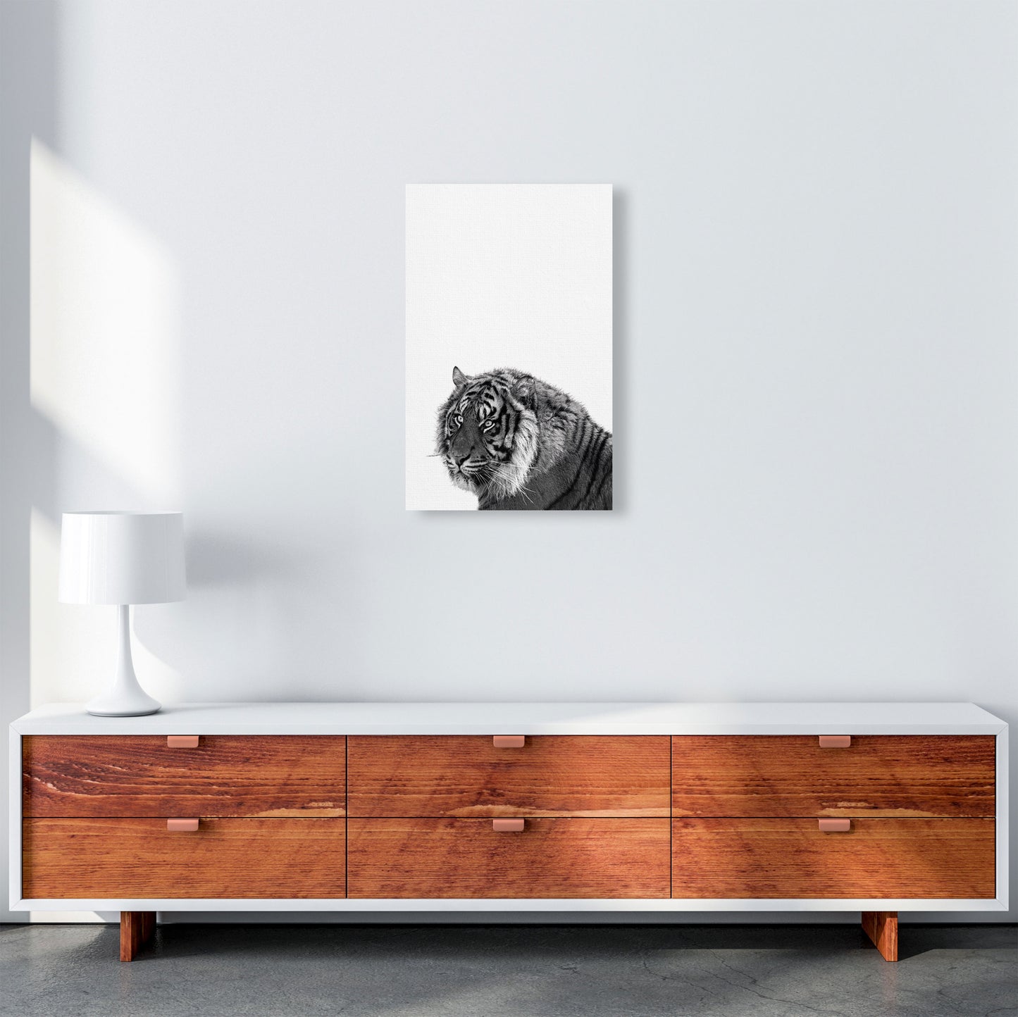 Black And White Tiger Modern Print Animal Art Print A3 Canvas
