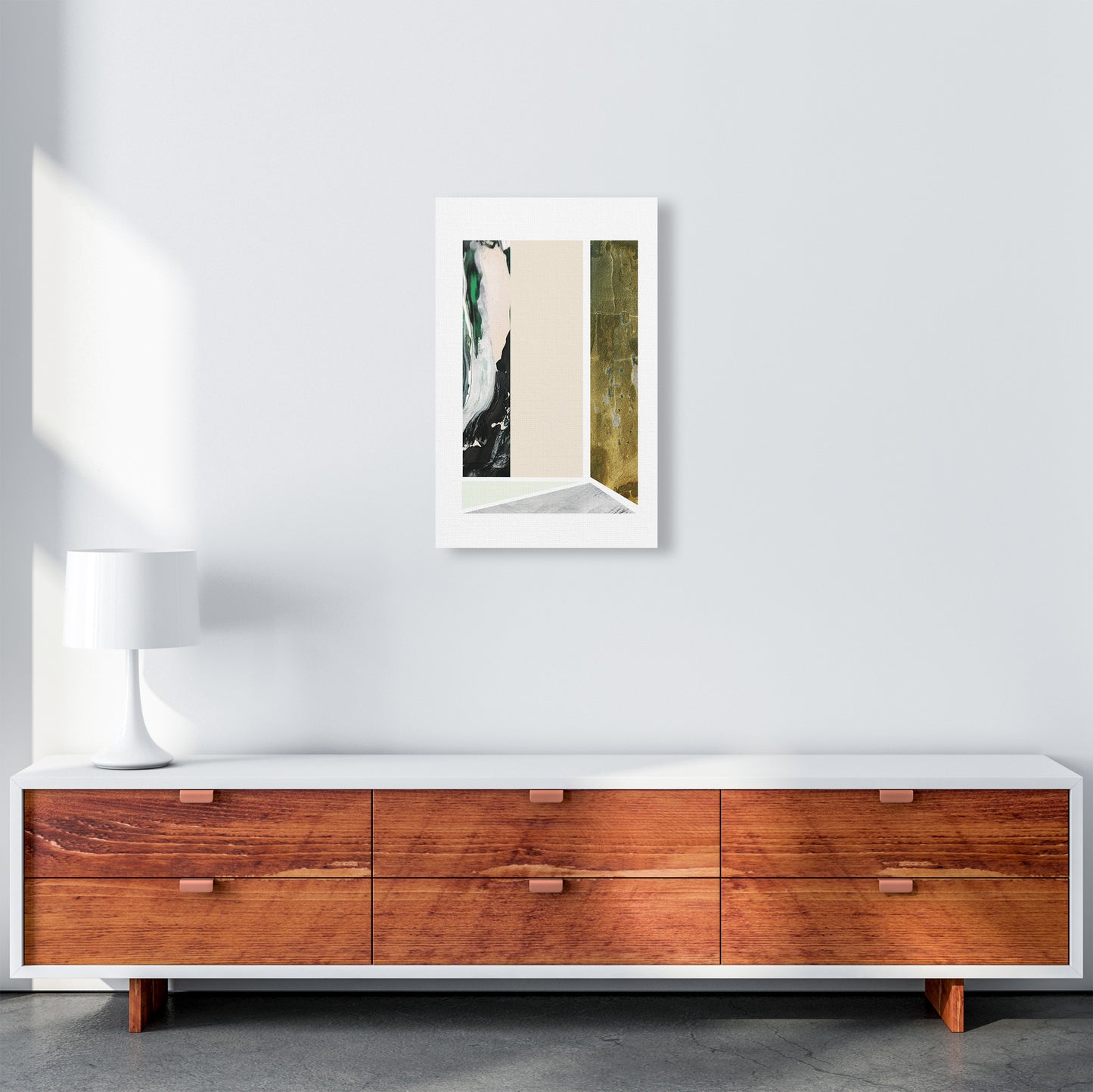 Green Marble Rectangle Abstract Art Print by Pixy Paper A3 Canvas