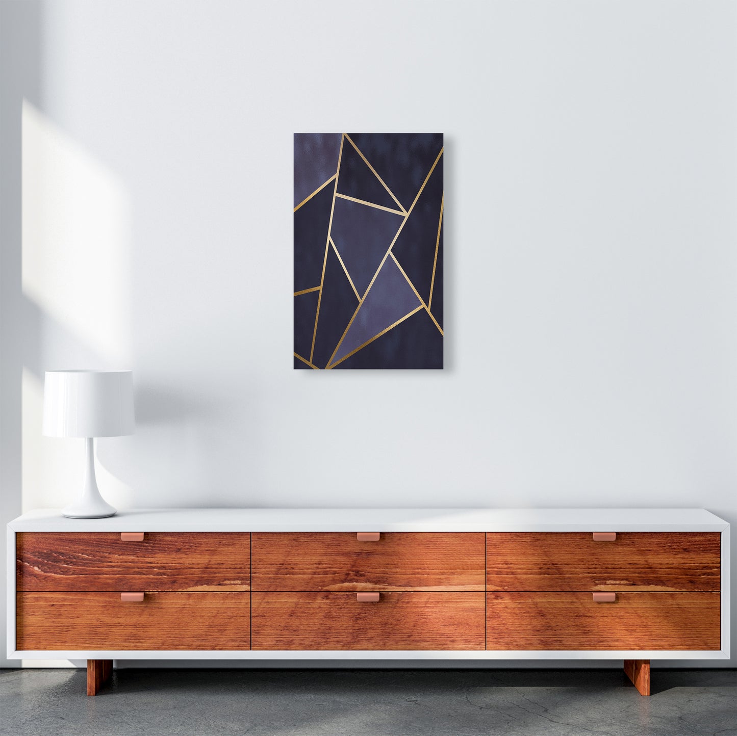 Lux Navy And Gold Geo Print Art Print by Pixy Paper A3 Canvas