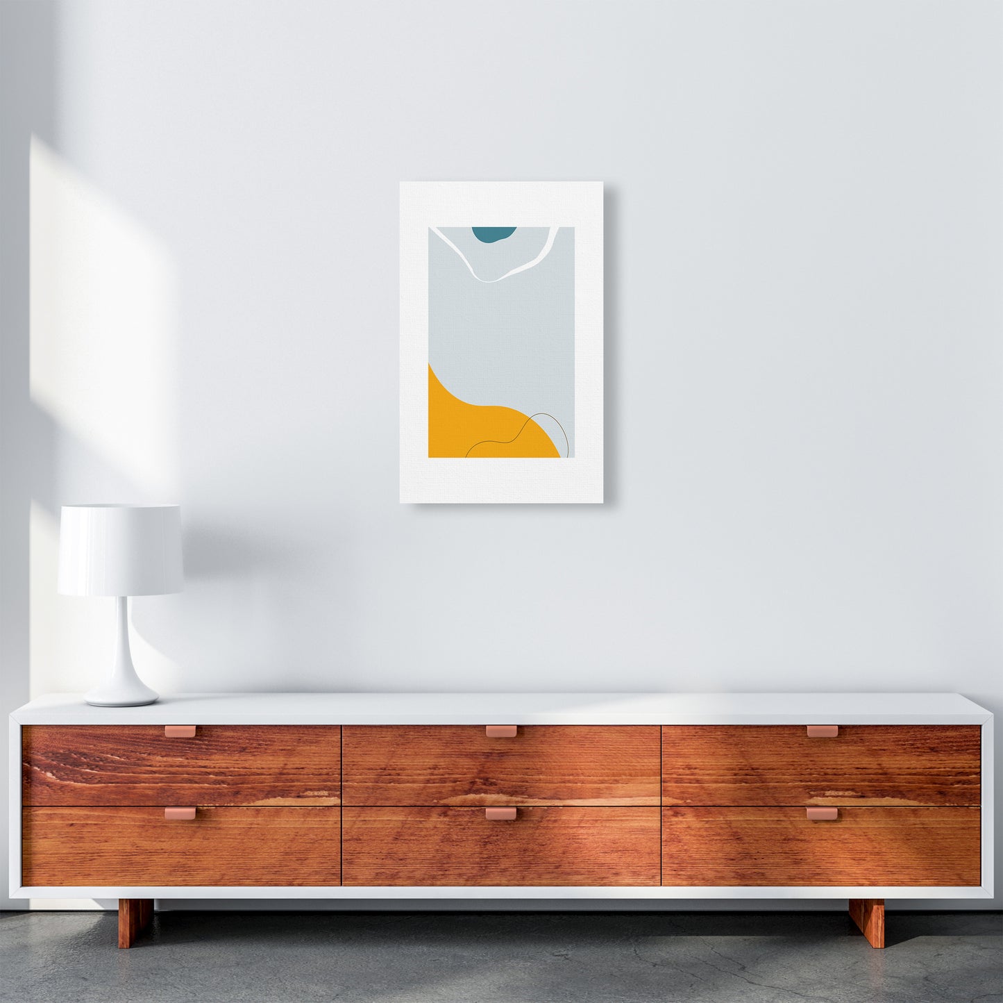 Mita Teal Abstract N21 Art Print by Pixy Paper A3 Canvas