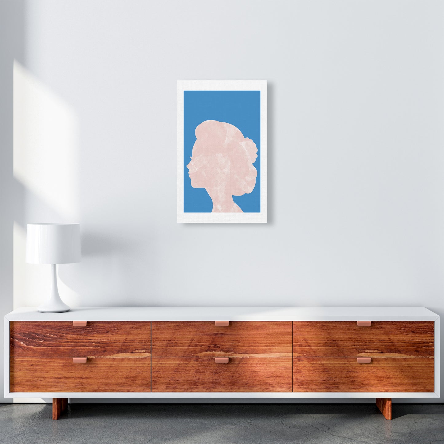 Marble Head Blue Art Print by Pixy Paper A3 Canvas