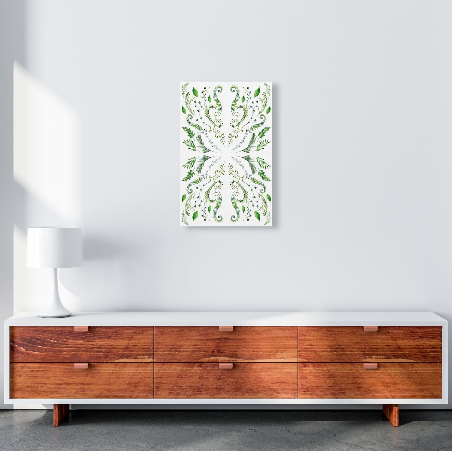 Mirrored Plants Exotic Art Print by Pixy Paper A3 Canvas