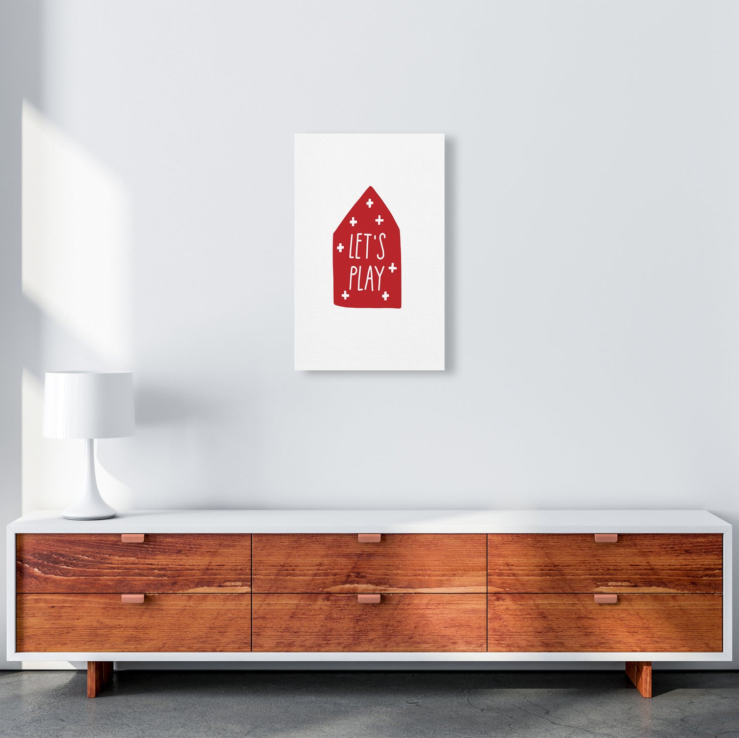Let'S Play House Red Super Scandi Art Print by Pixy Paper A3 Canvas