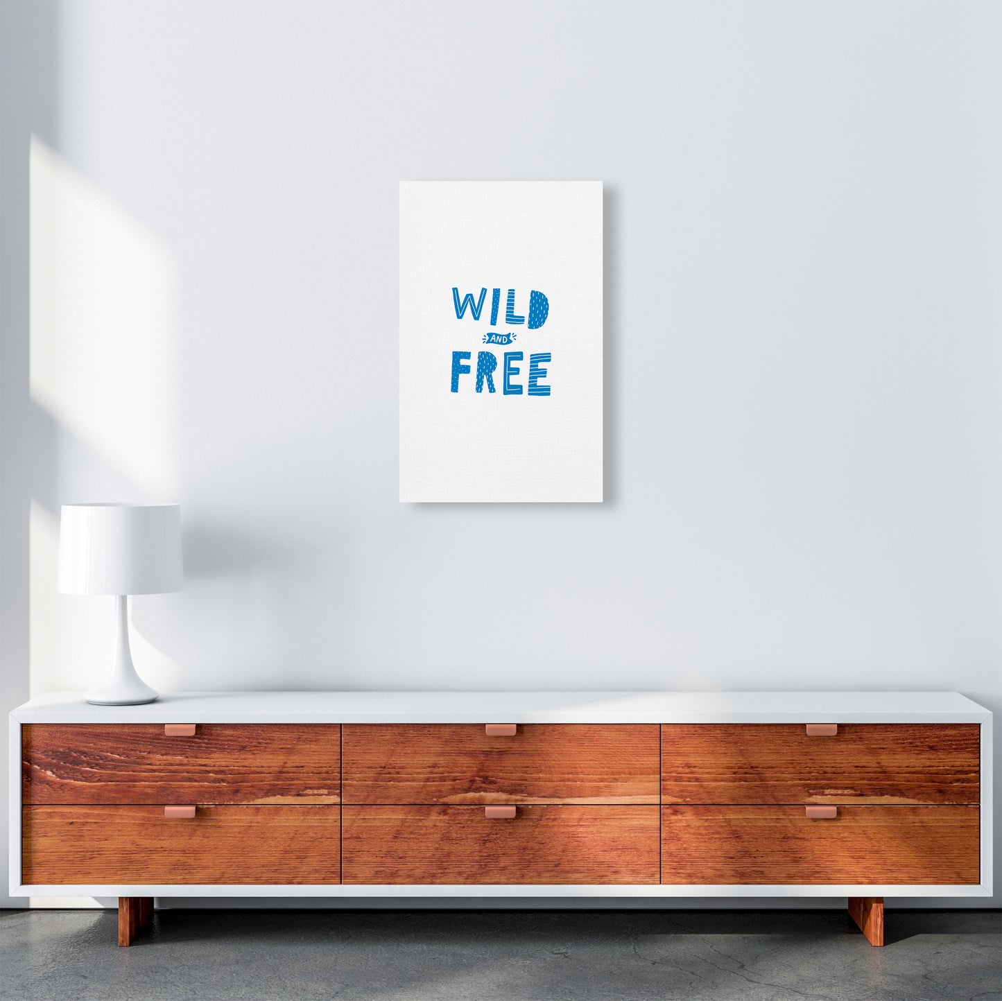 Wild And Free Blue Super Scandi Art Print by Pixy Paper A3 Canvas
