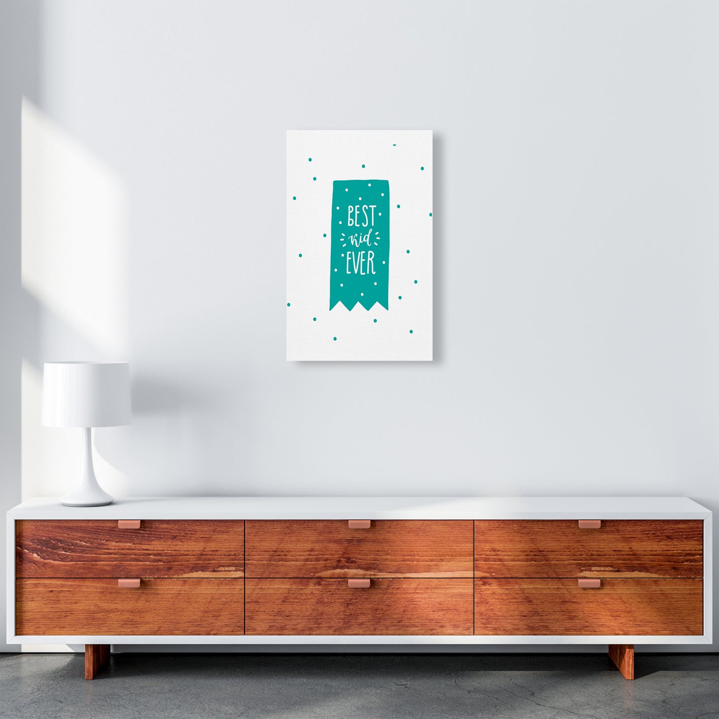 Best Day Ever Teal Super Scandi Art Print by Pixy Paper A3 Canvas