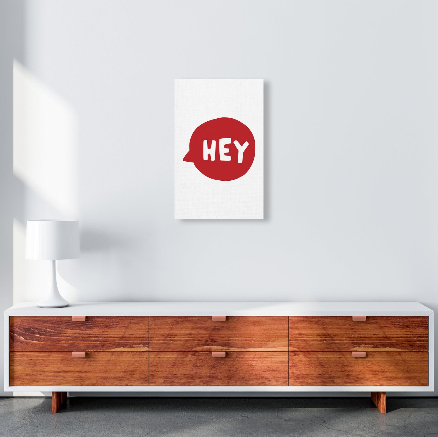 Hey Bubble Red Super Scandi Art Print by Pixy Paper A3 Canvas