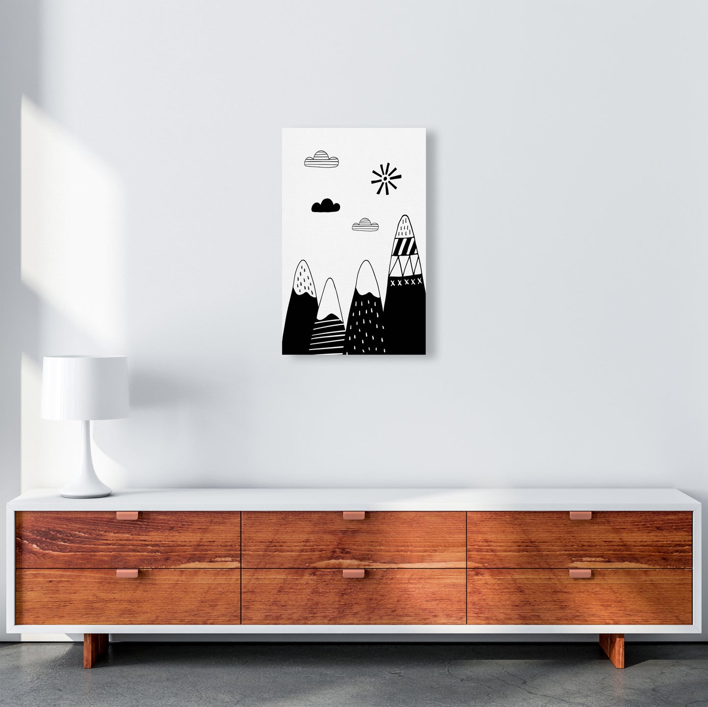 Scandinavian Mountains Art Print by Pixy Paper A3 Canvas