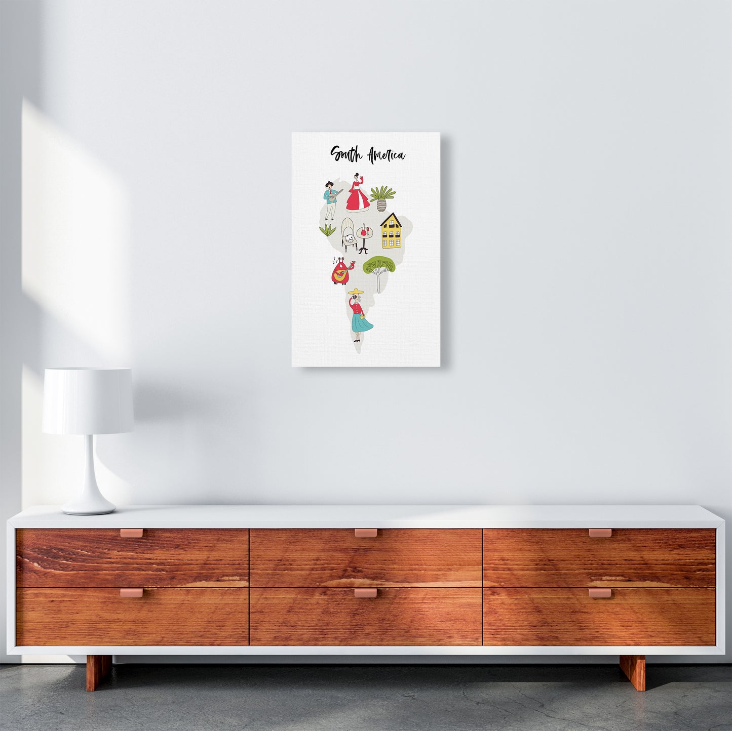 South America Map Art Print by Pixy Paper A3 Canvas