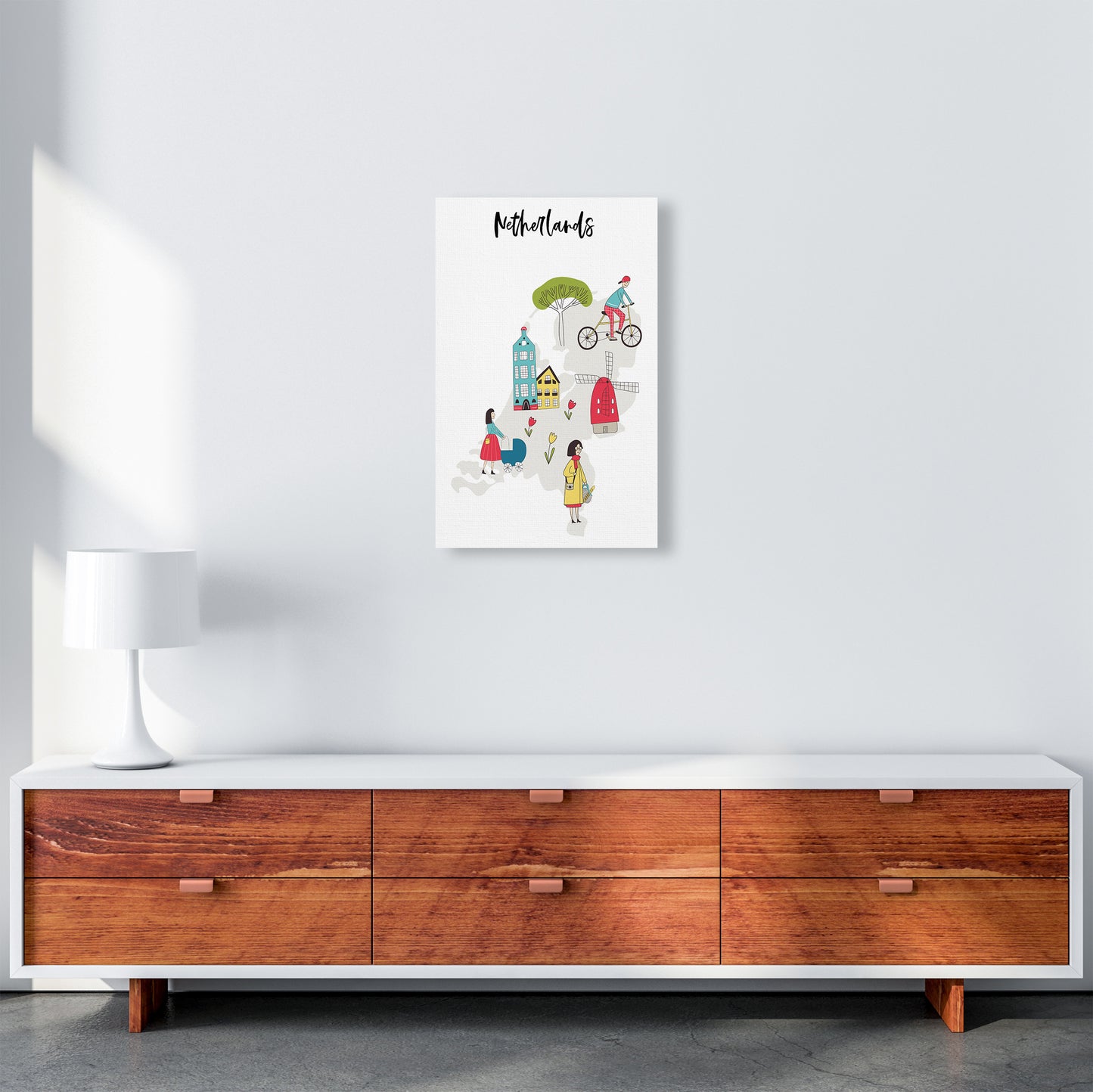 Netherlands Map Art Print by Pixy Paper A3 Canvas