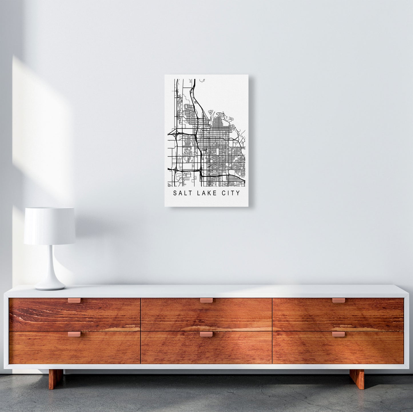 Salt Lake Map Art Print by Pixy Paper A3 Canvas