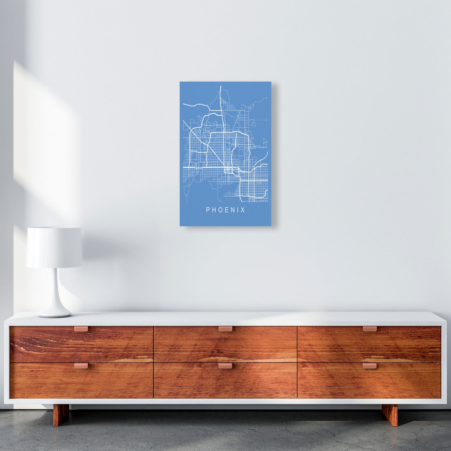 Phoenix Map Blueprint Art Print by Pixy Paper A3 Canvas