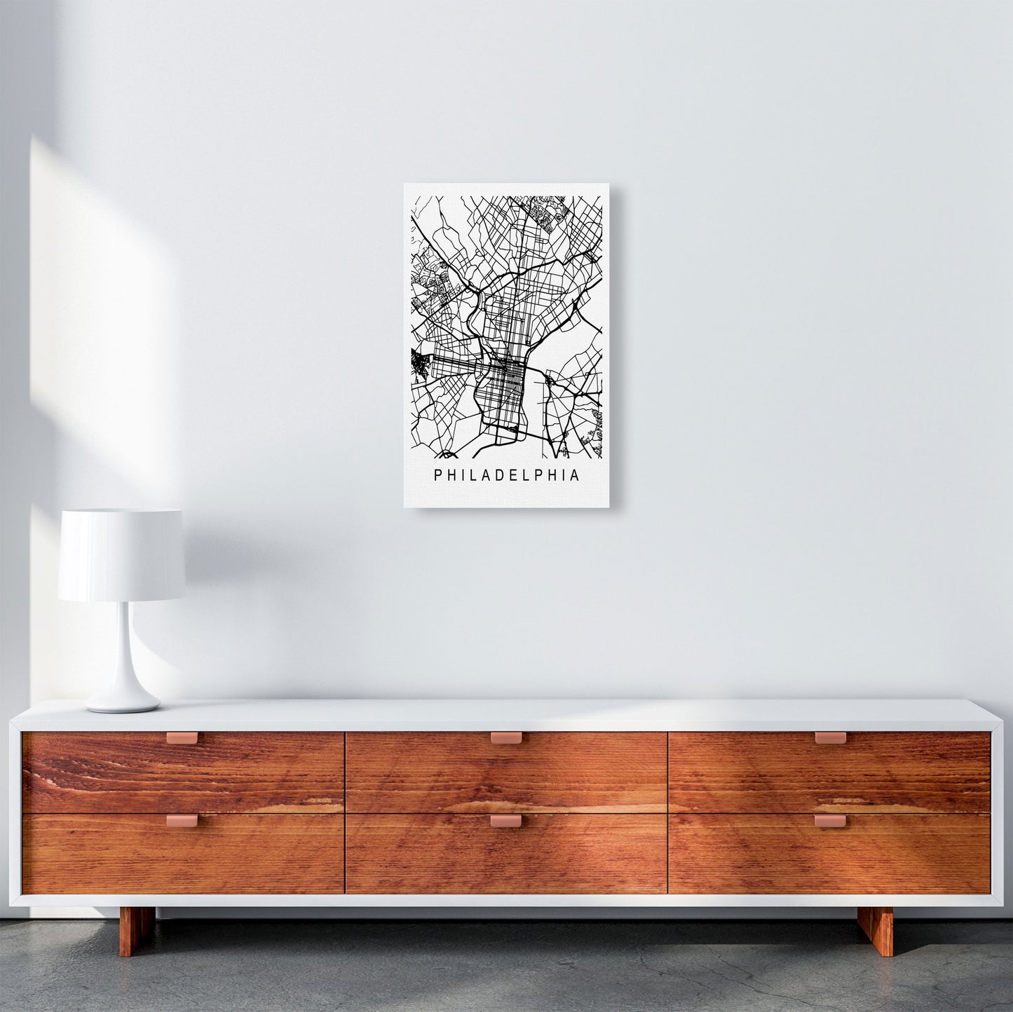 Philadelphia Map Art Print by Pixy Paper A3 Canvas