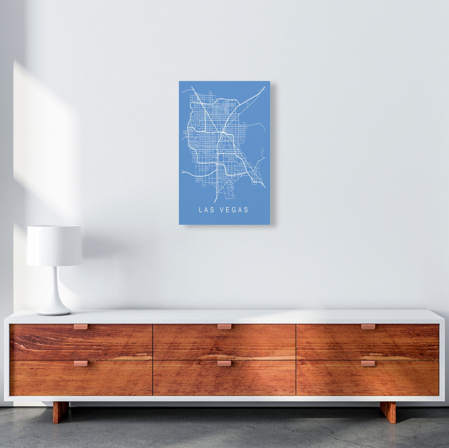 Las Vegas Map Blueprint Art Print by Pixy Paper A3 Canvas