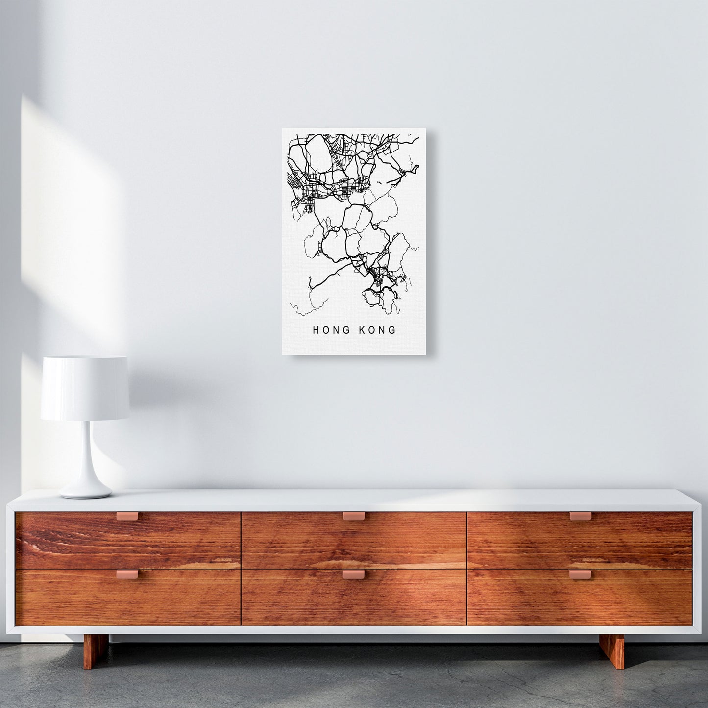 Hong Kong Map Art Print by Pixy Paper A3 Canvas