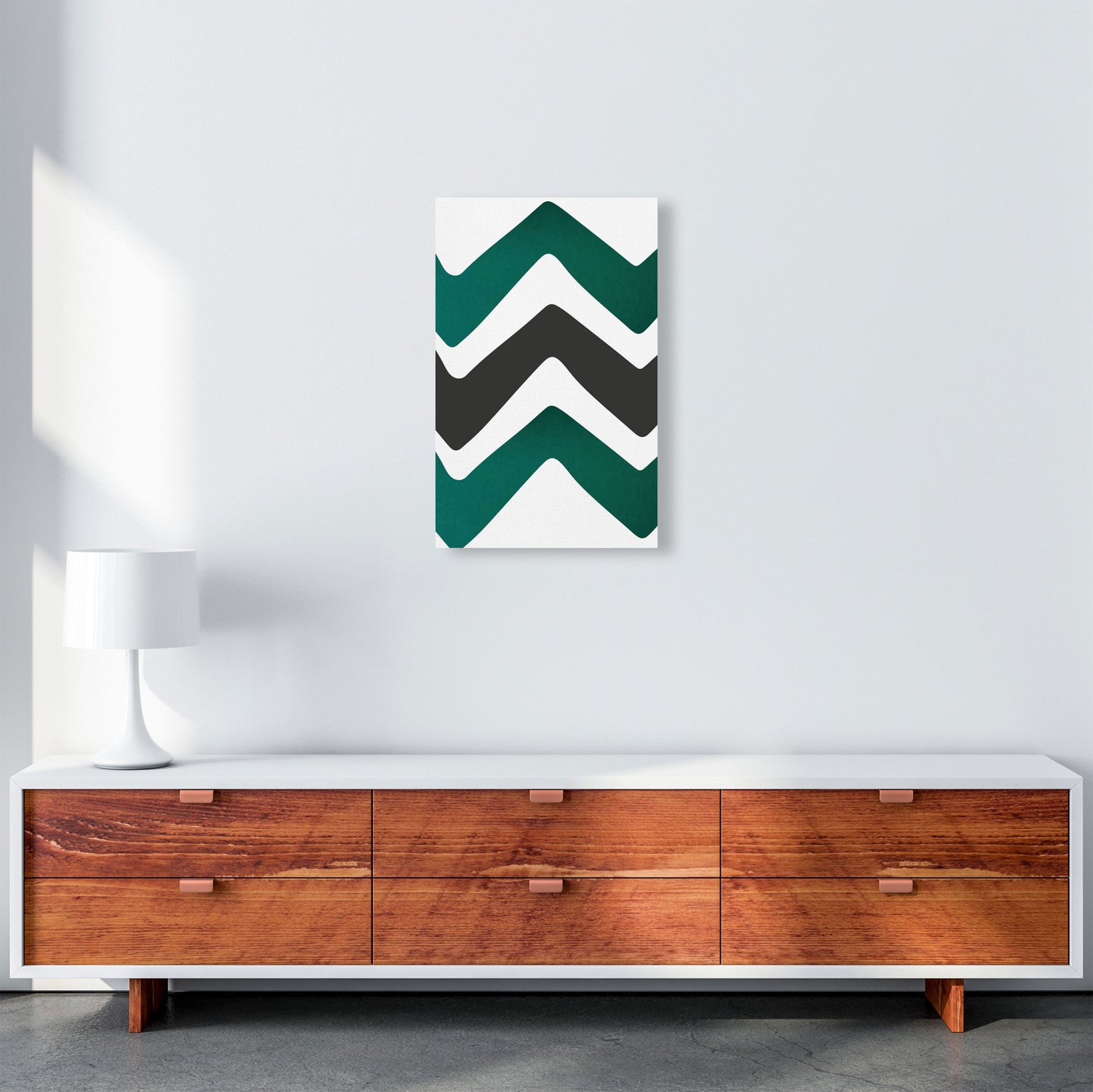 Zig zags emerald Art Print by Pixy Paper A3 Canvas