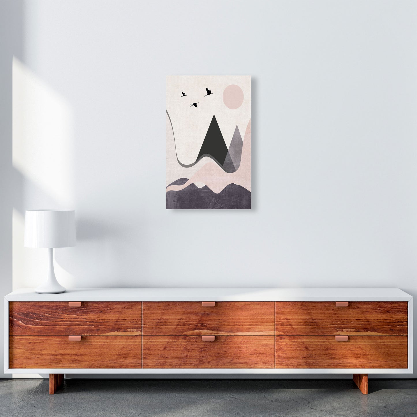 Hills and mountains pink cotton Art Print by Pixy Paper A3 Canvas