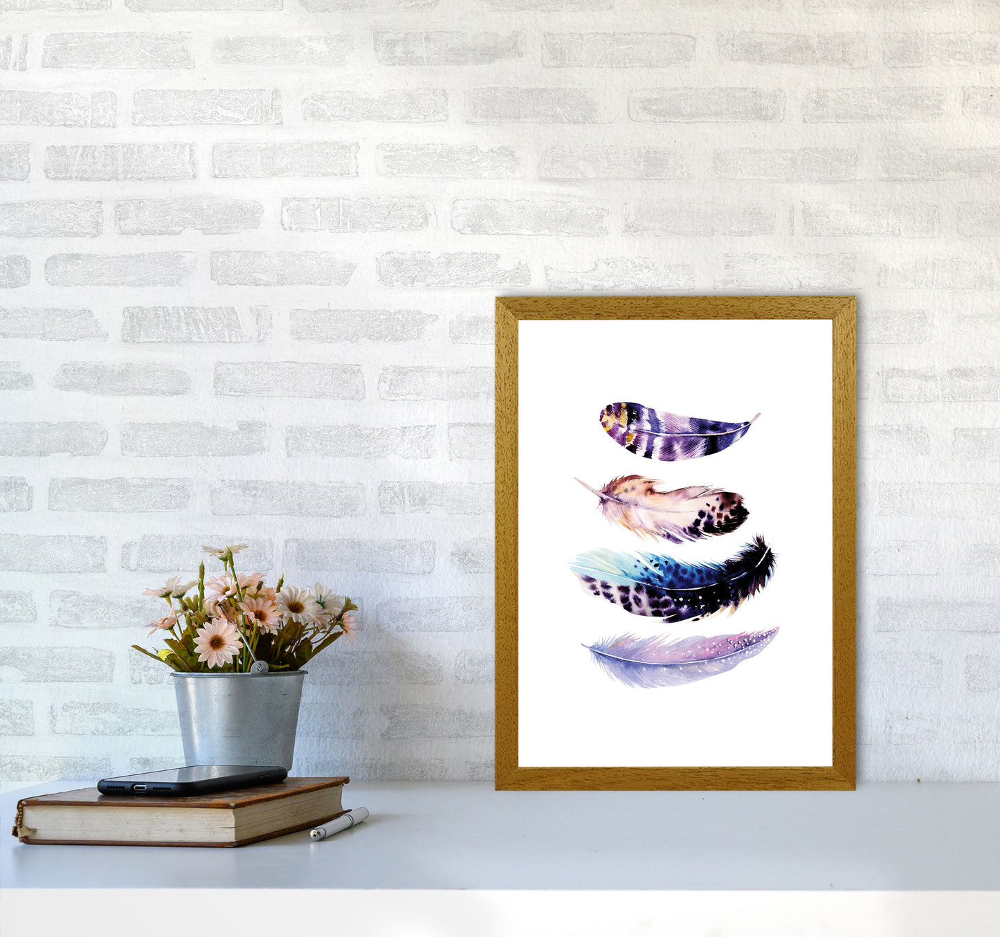 Purple Bird Feathers Abstract Modern Print A3 Print Only