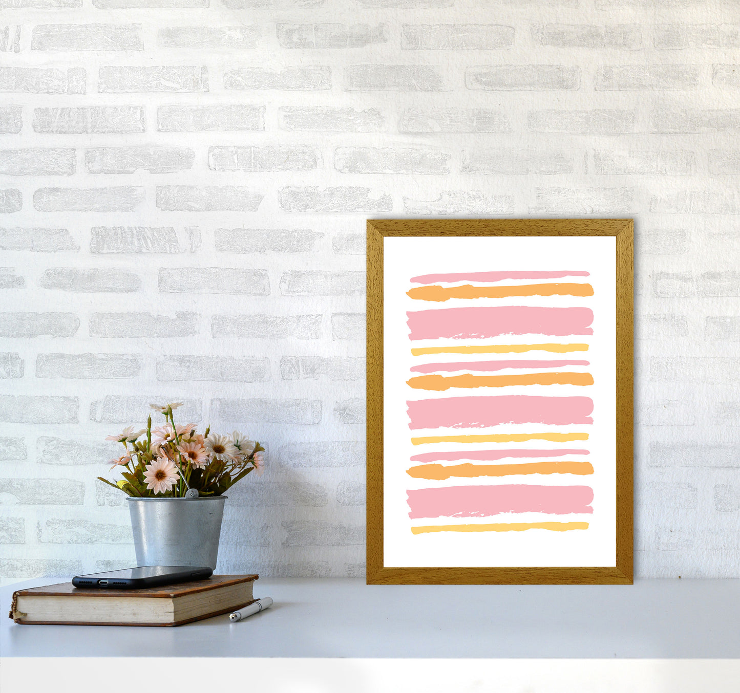Pink Contrast Abstract Stripes Modern Print A3 Print Only