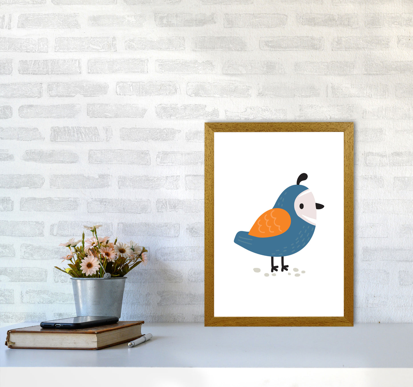 Children's Animals, Quail Modern Print A3 Print Only
