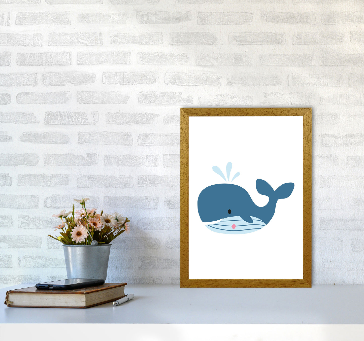 Children's Animals, Whale Modern Print A3 Print Only