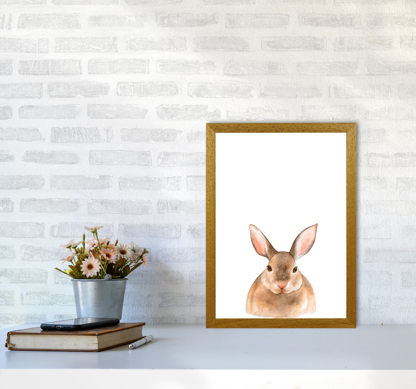 Forest Friends, Cute Bunny Modern Print Animal Art Print A3 Print Only