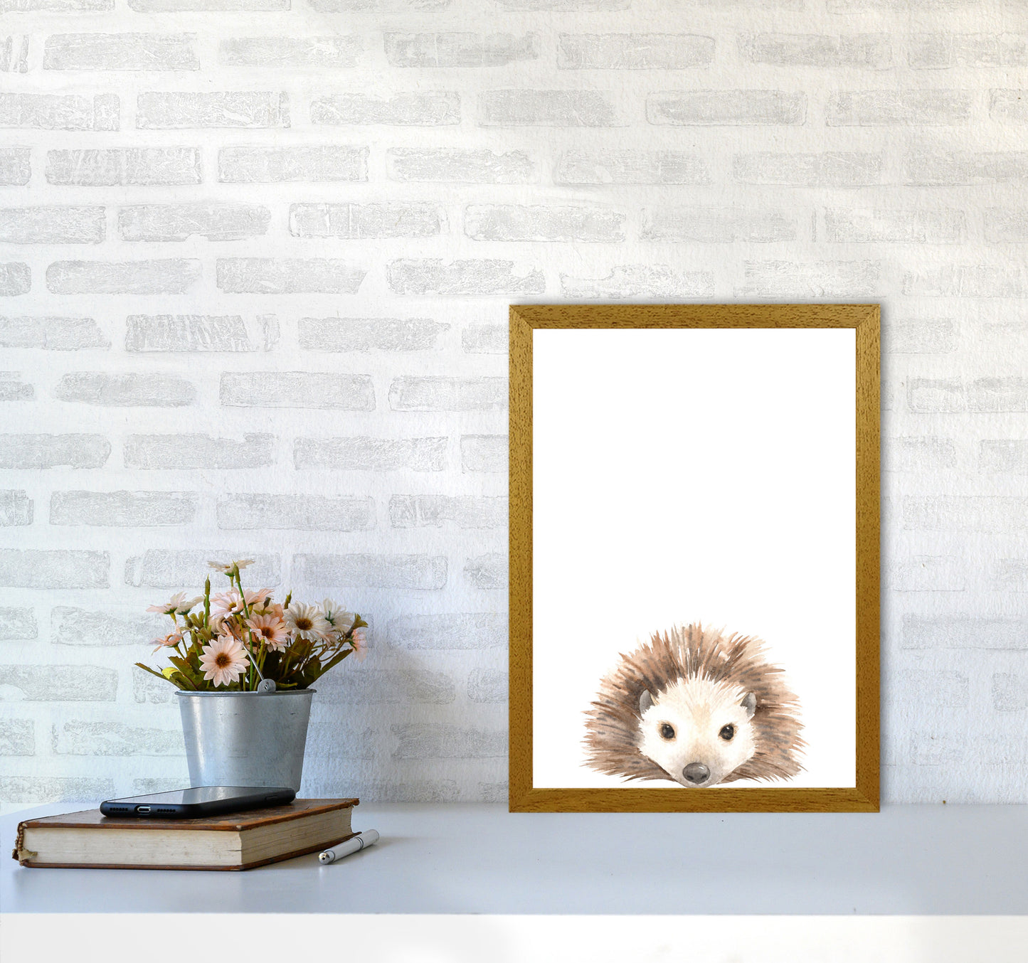 Forest Friends, Cute Hedgehog Modern Print Animal Art Print A3 Print Only