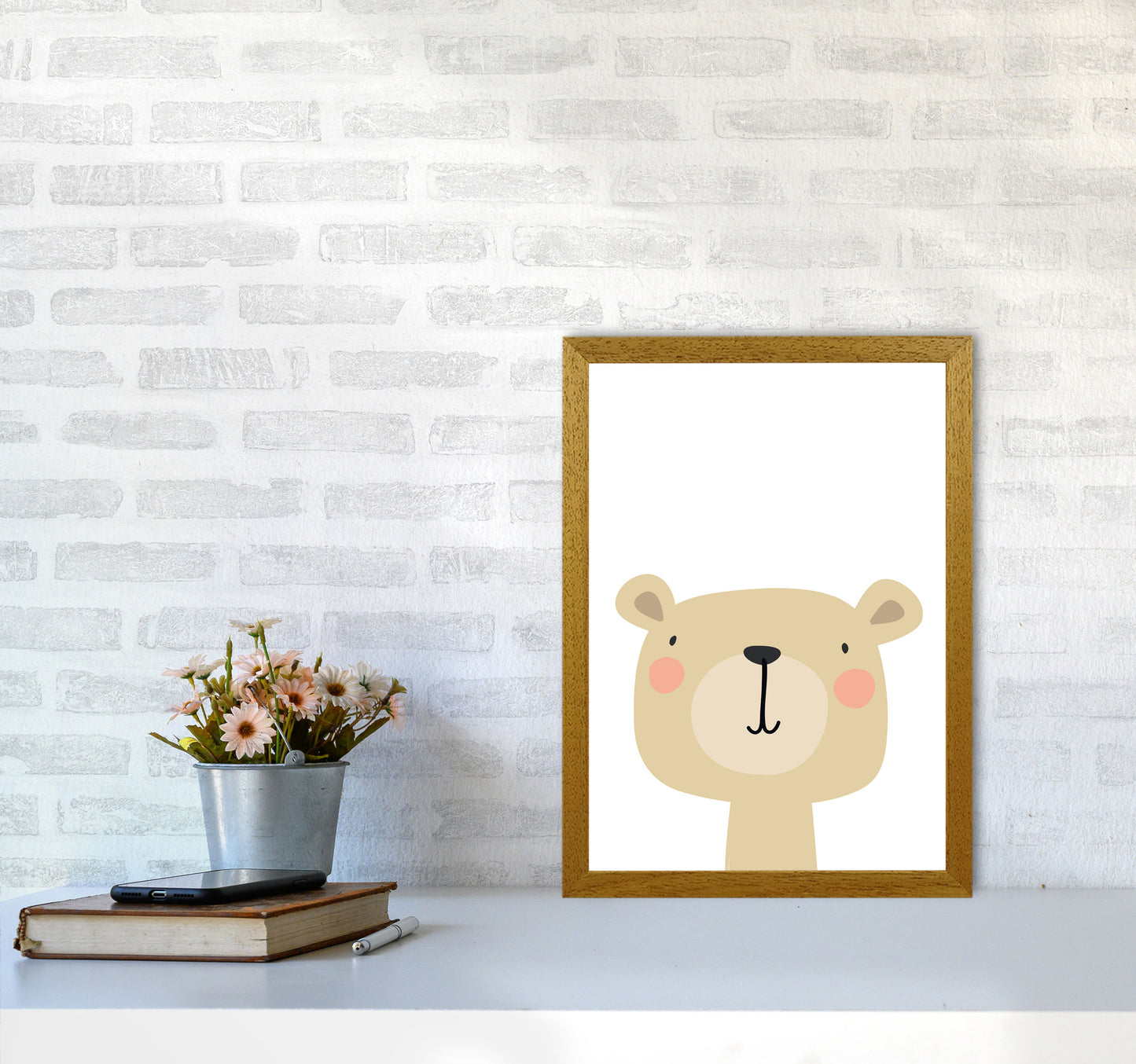Beige Bear Modern Print Animal Art Print A3 Print Only