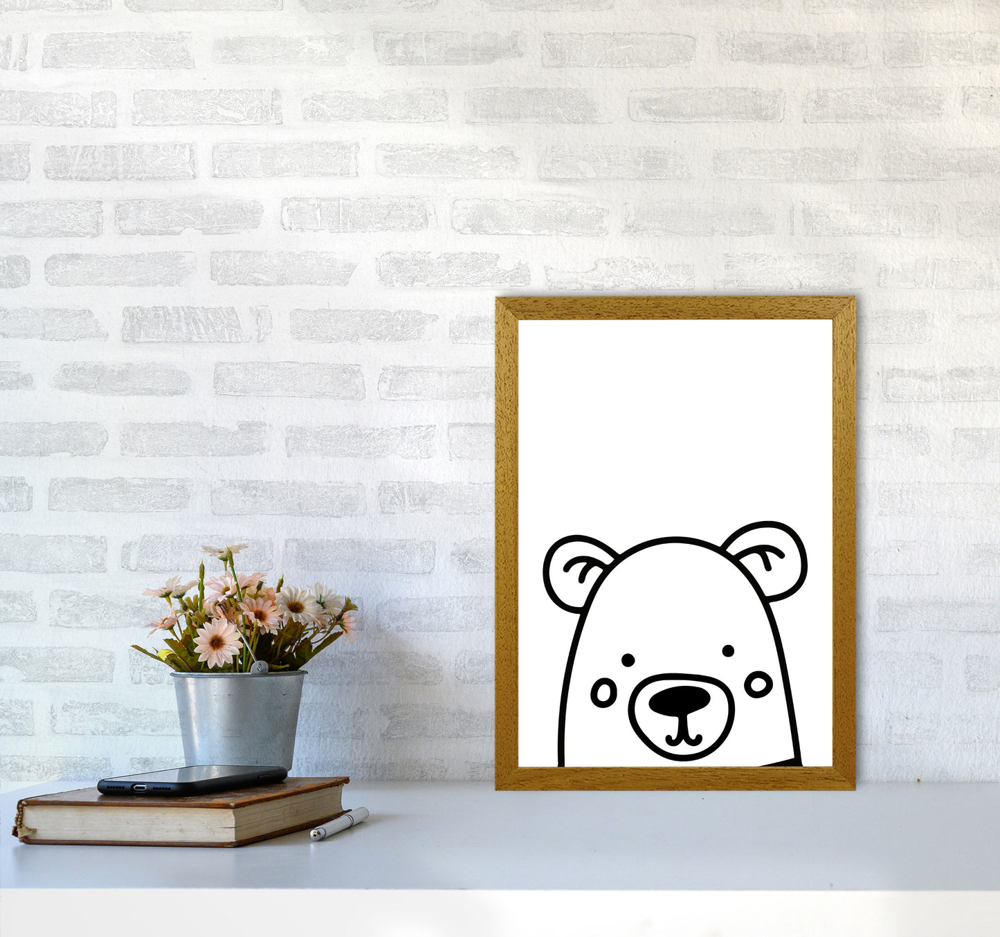 Black And White Bear Modern Print Animal Art Print A3 Print Only