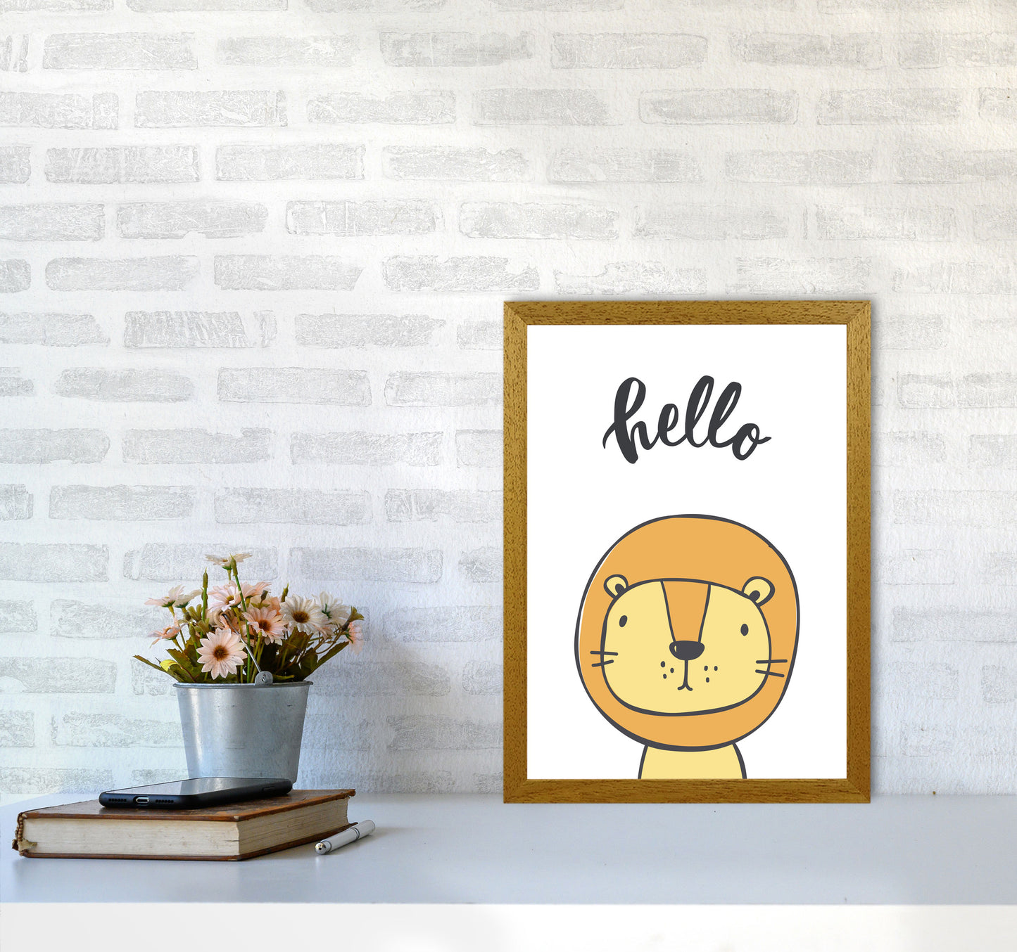 Hello Lion Modern Print Animal Art Print A3 Print Only
