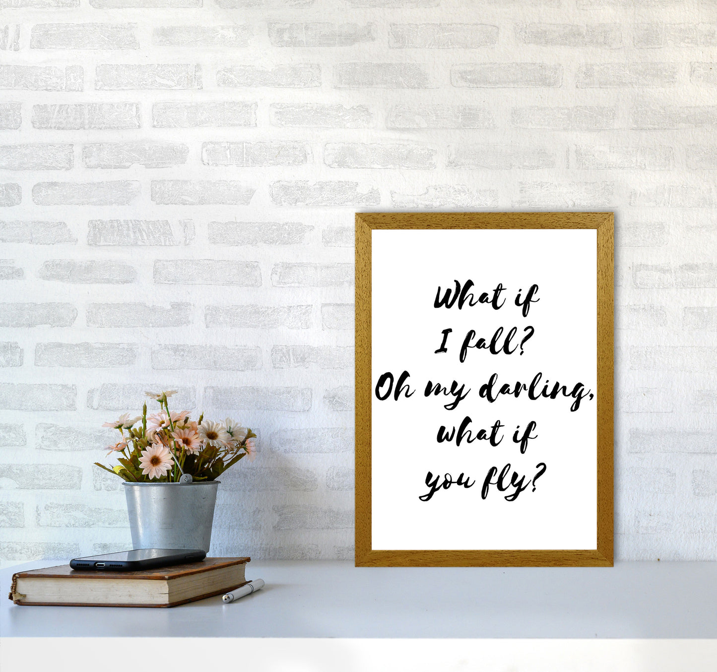 What If I Fall? Black Modern Print A3 Print Only