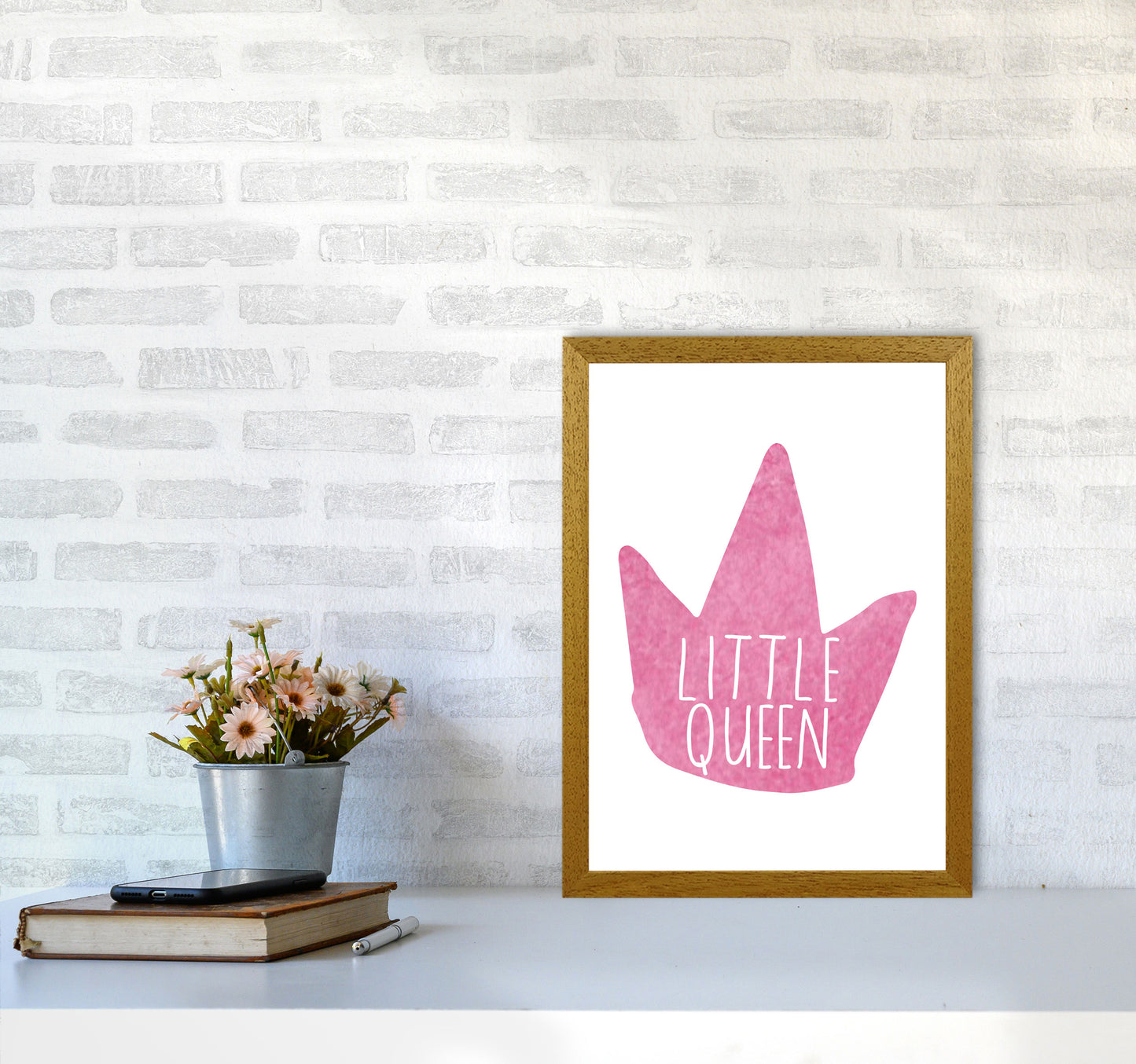 Little Queen Pink Crown Watercolour Modern Print A3 Print Only