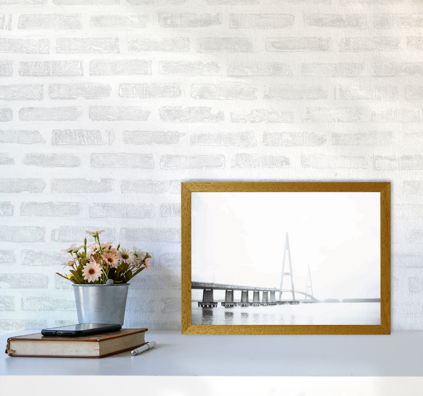 Minimal Grey Bridge Modern Print A3 Print Only