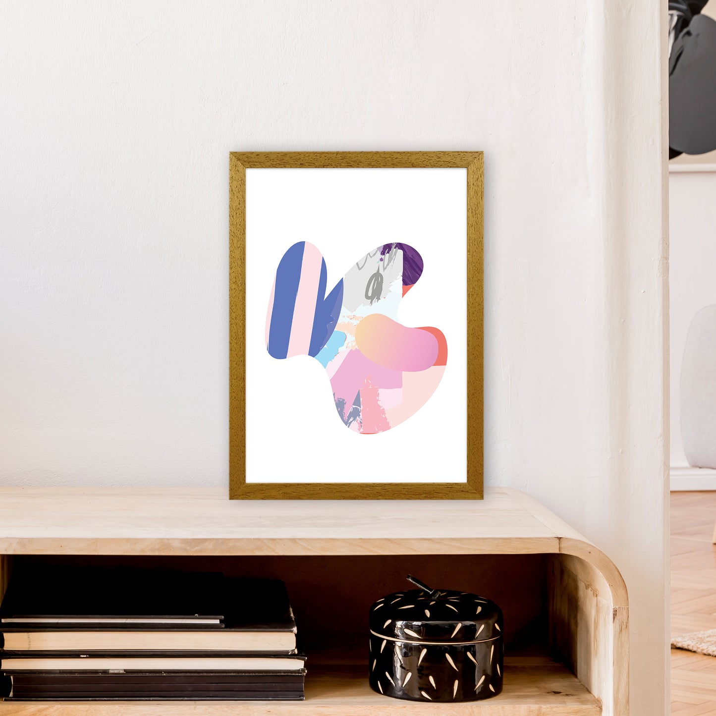 Pink Butterfly Abstract Shape Art Print by Pixy Paper A3 Print Only