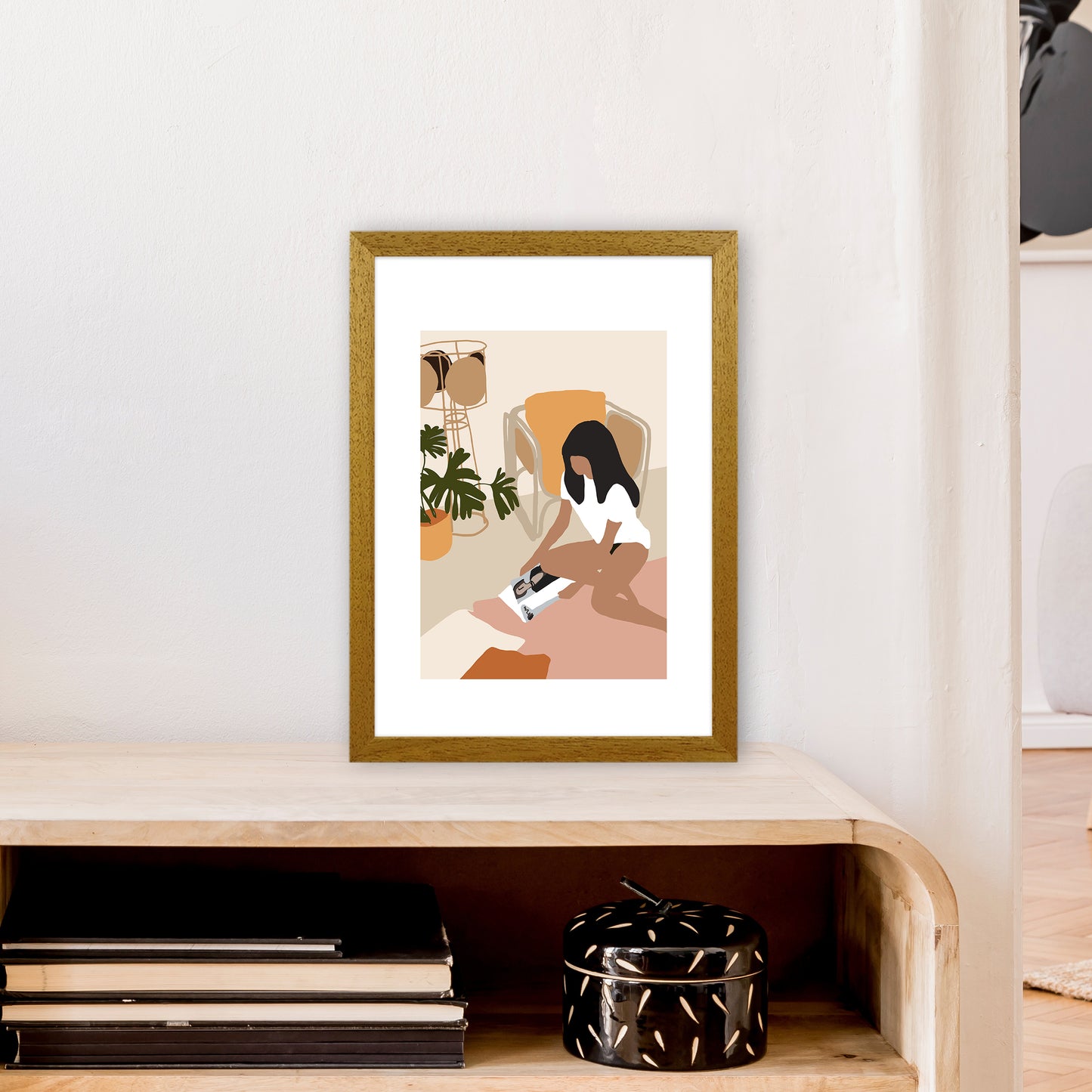 Mica Girl With Magazine N4 Art Print by Pixy Paper A3 Print Only