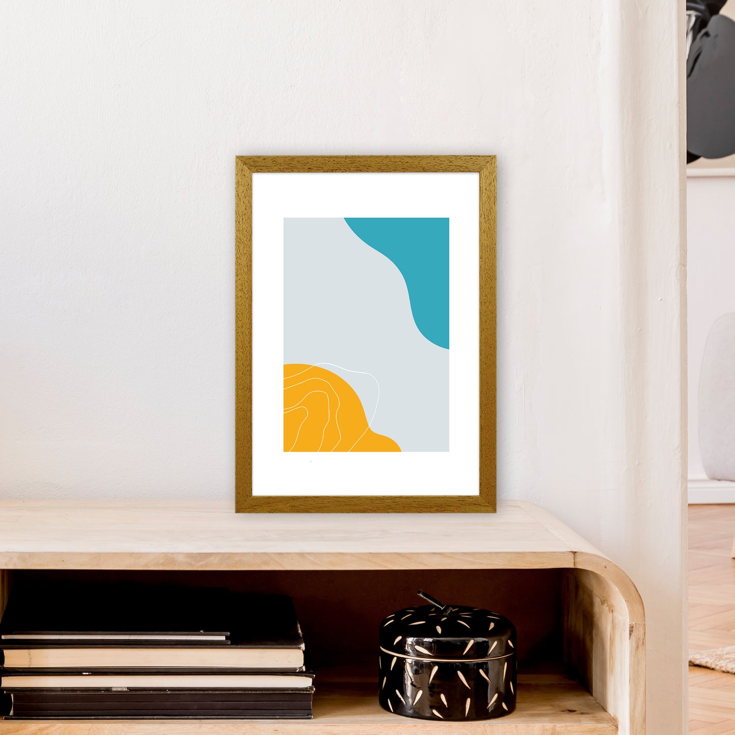 Mita Teal Abstract N19 Art Print by Pixy Paper A3 Print Only