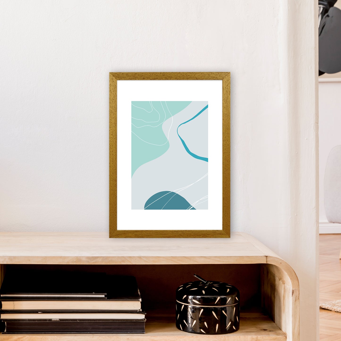 Mita Teal Abstract N17 Art Print by Pixy Paper A3 Print Only