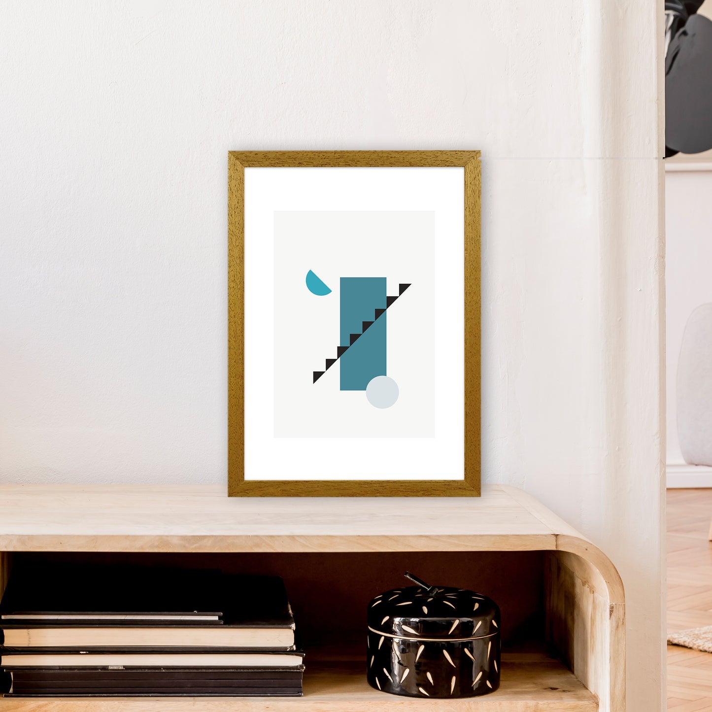 Mita Teal Abstract N11 Art Print by Pixy Paper A3 Print Only
