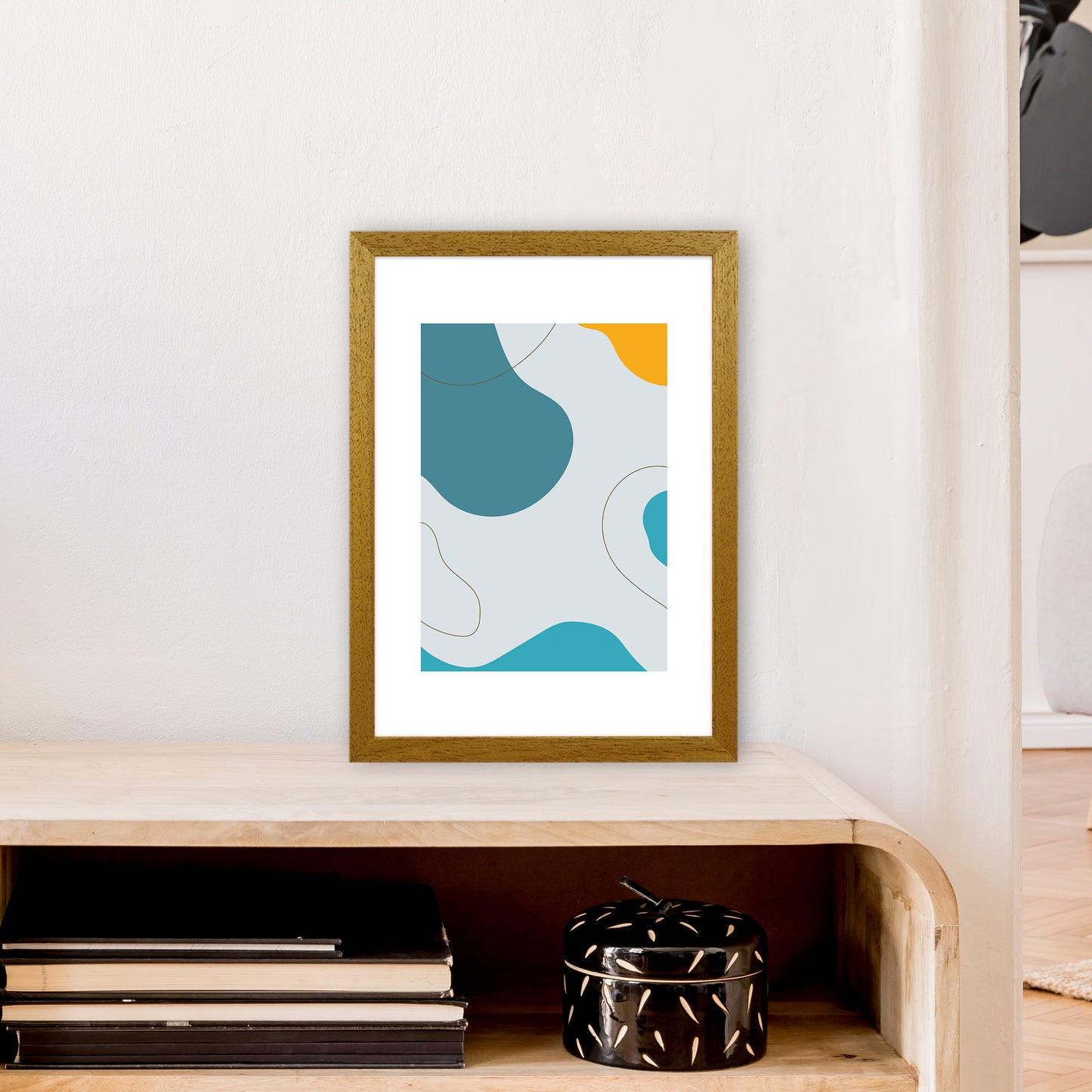 Mita Teal Abstract N16 Art Print by Pixy Paper A3 Print Only