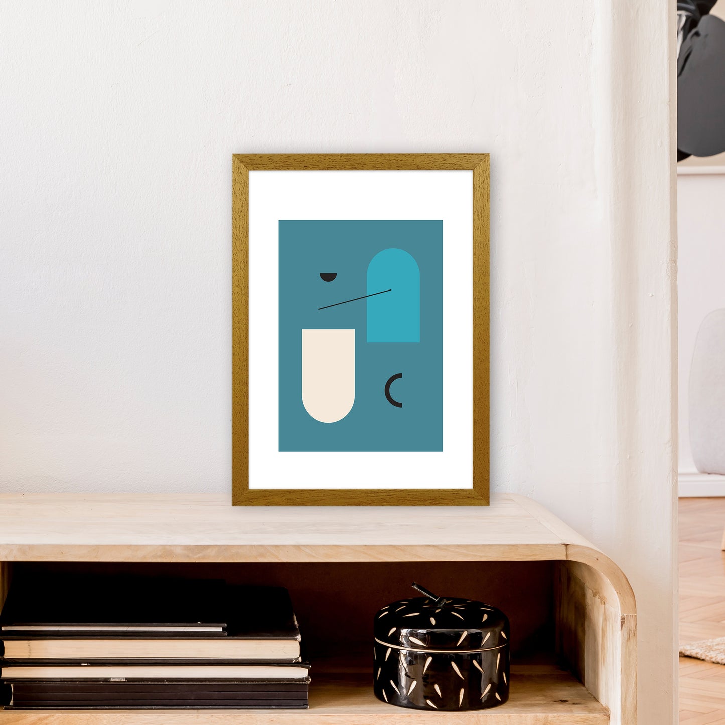Mita Teal Abstract N4 Art Print by Pixy Paper A3 Print Only
