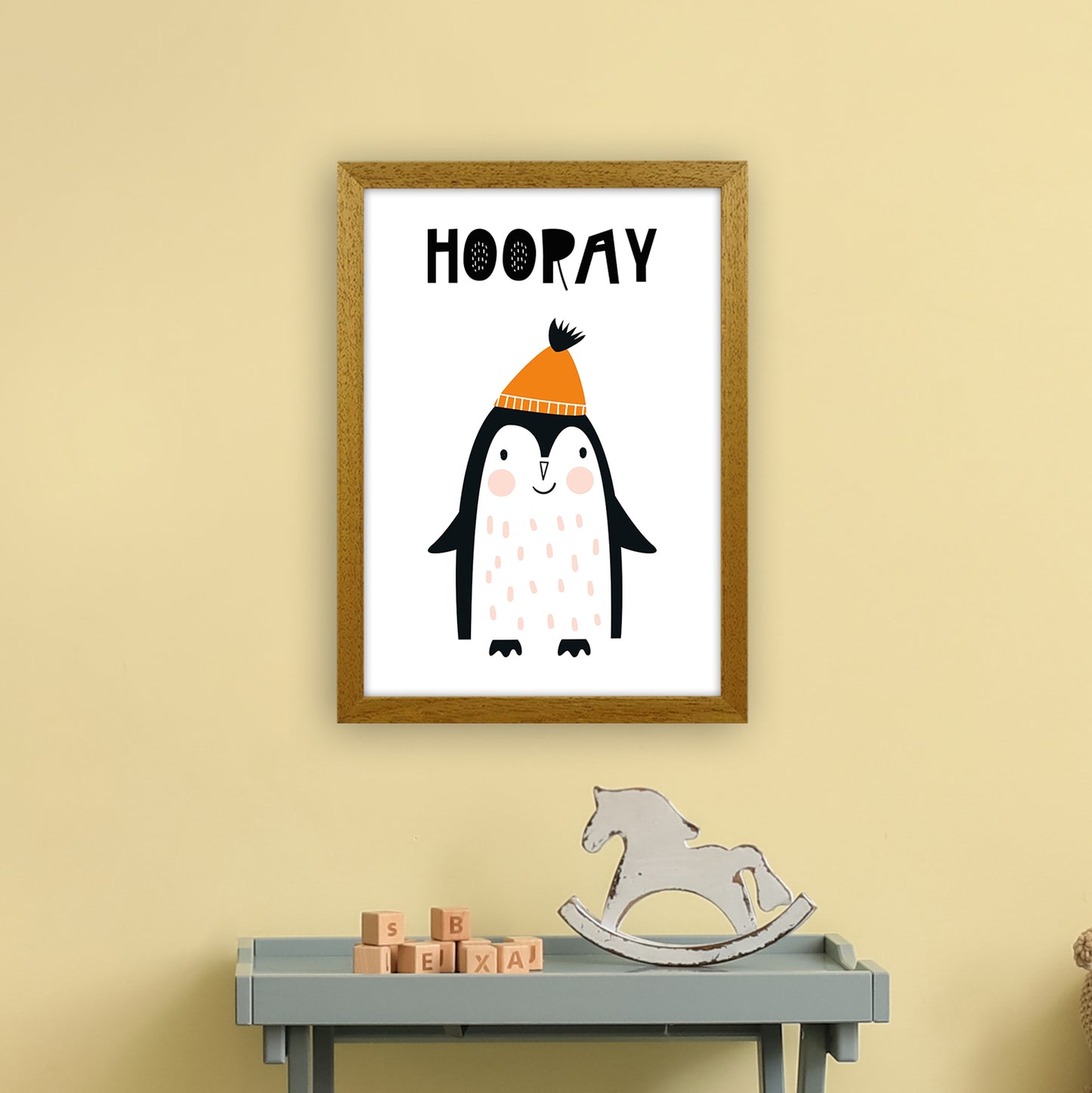 Hooray Penguin Animal Art Print by Pixy Paper A3 Print Only
