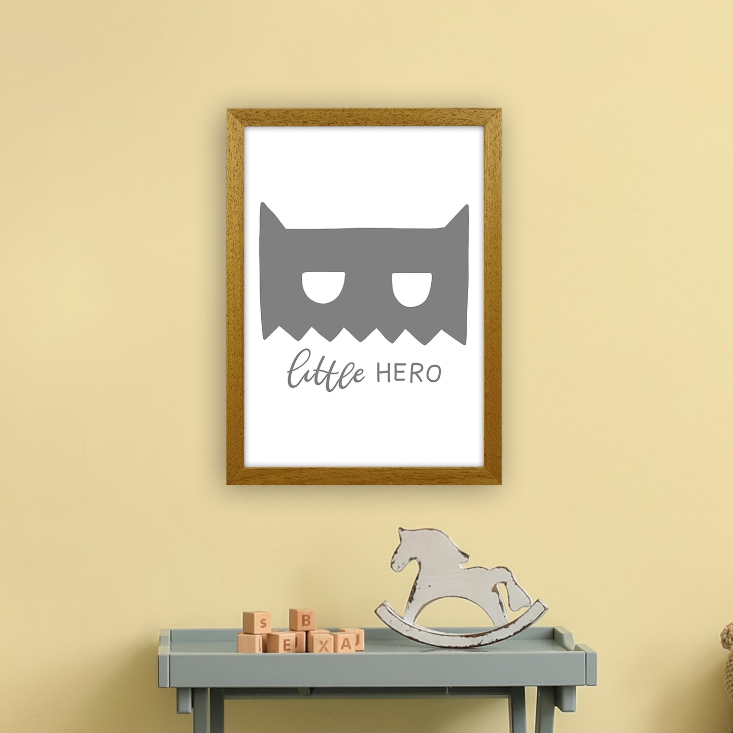 Little Hero Mask Super Scandi Grey Art Print by Pixy Paper A3 Print Only