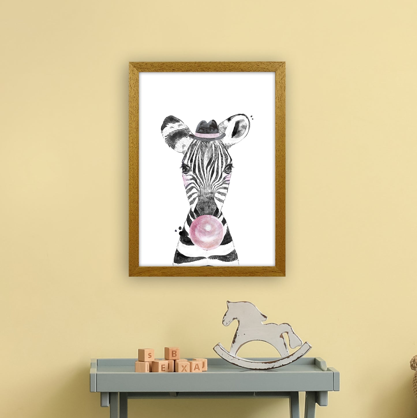 Safari Babies Zebra With Bubble Art Print by Pixy Paper A3 Print Only