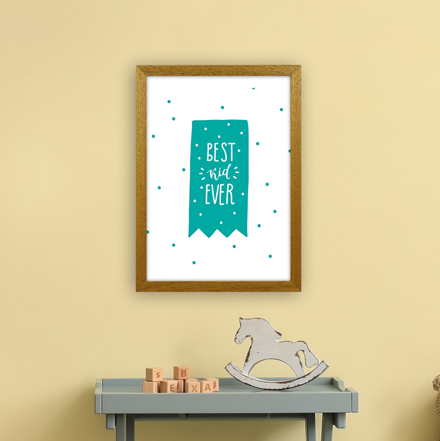 Best Day Ever Teal Super Scandi Art Print by Pixy Paper A3 Print Only