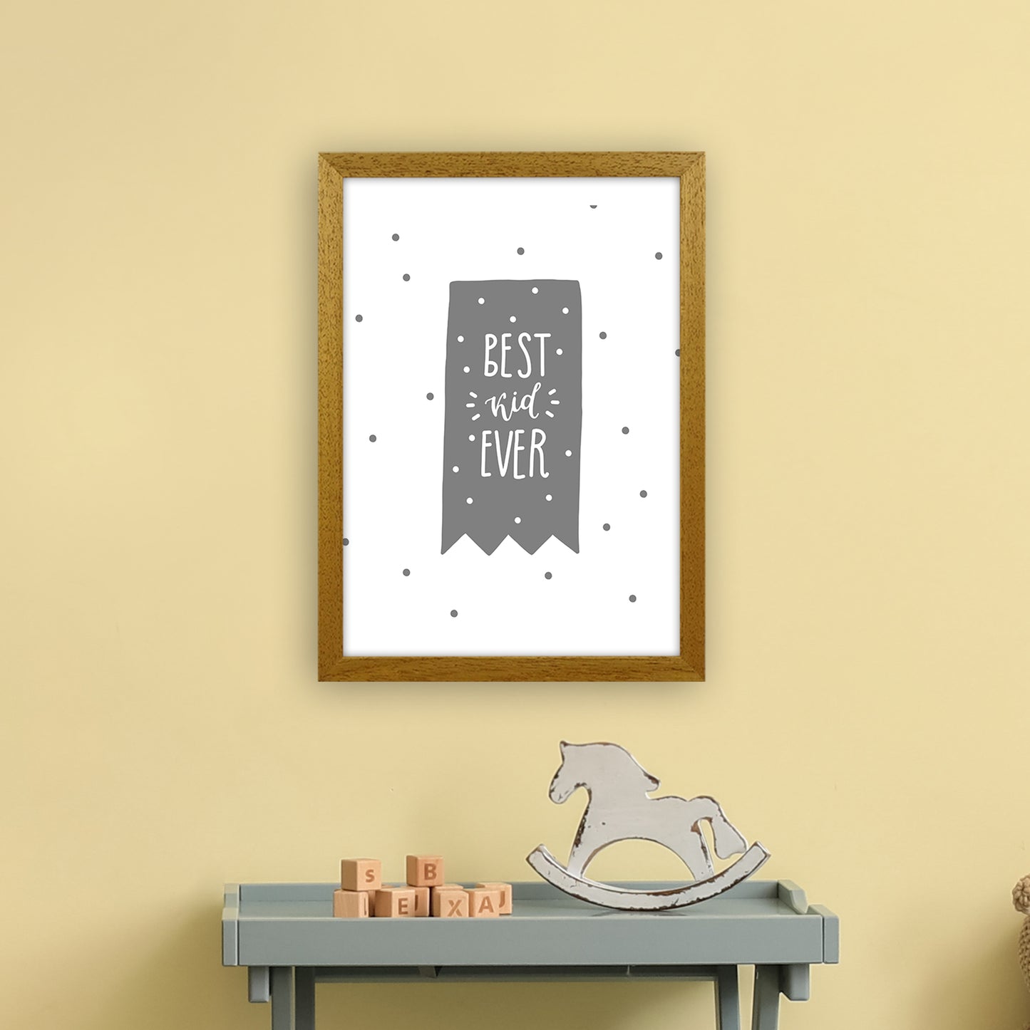 Best Kid Ever Grey Super Scandi Art Print by Pixy Paper A3 Print Only
