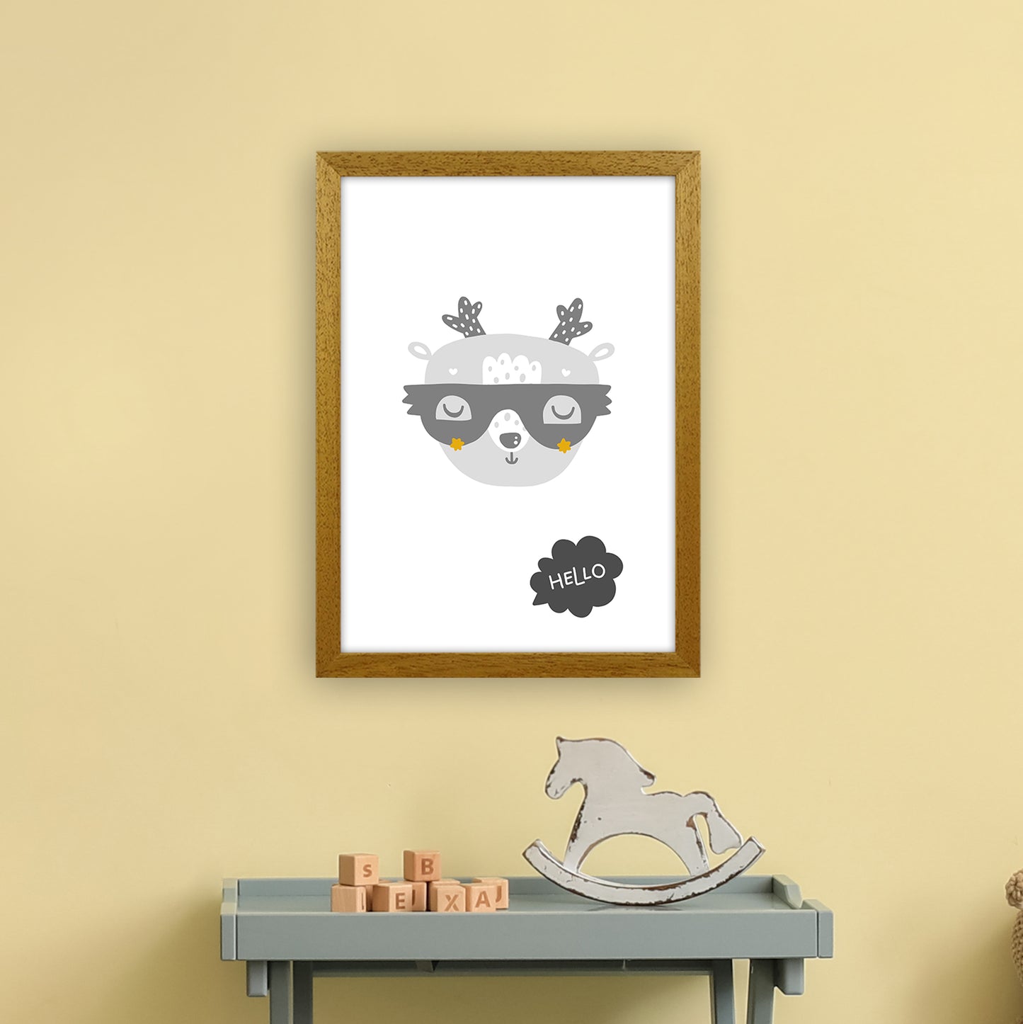 Hello Animal Super Scandi Grey Art Print by Pixy Paper A3 Print Only