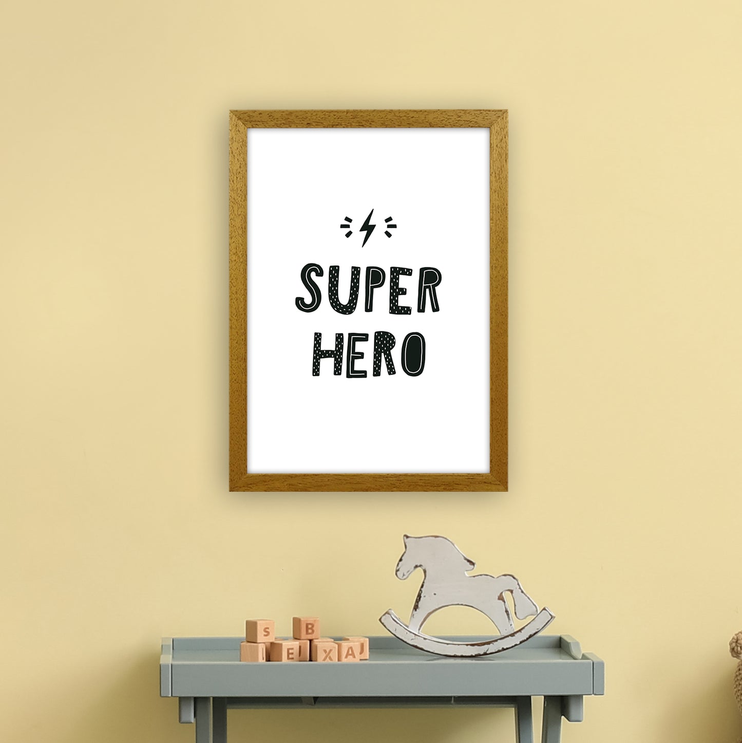 Super Hero Black Super Scandi Art Print by Pixy Paper A3 Print Only