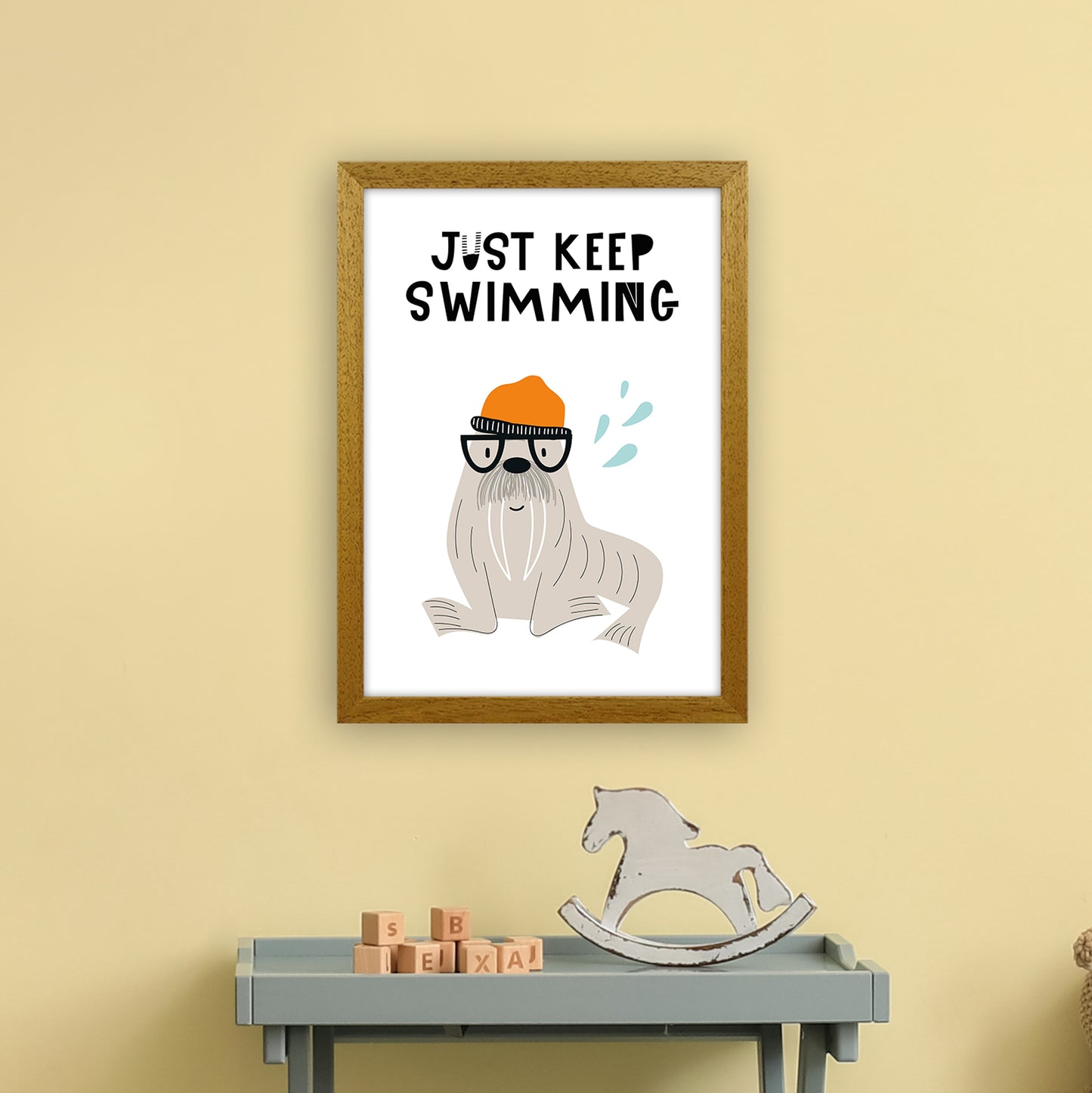 Just Keep Swimming Animal Pop Art Print by Pixy Paper A3 Print Only