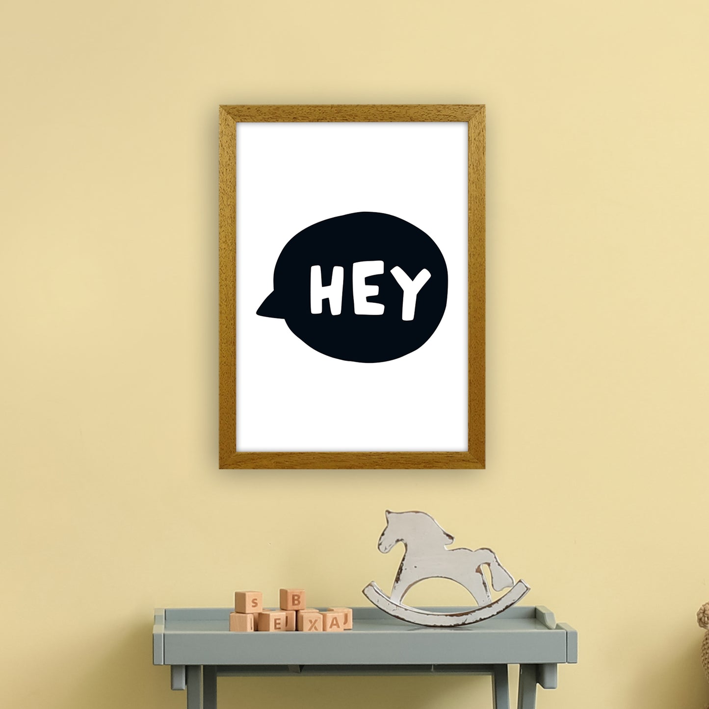 Hey Bubble Super Scandi Black Art Print by Pixy Paper A3 Print Only