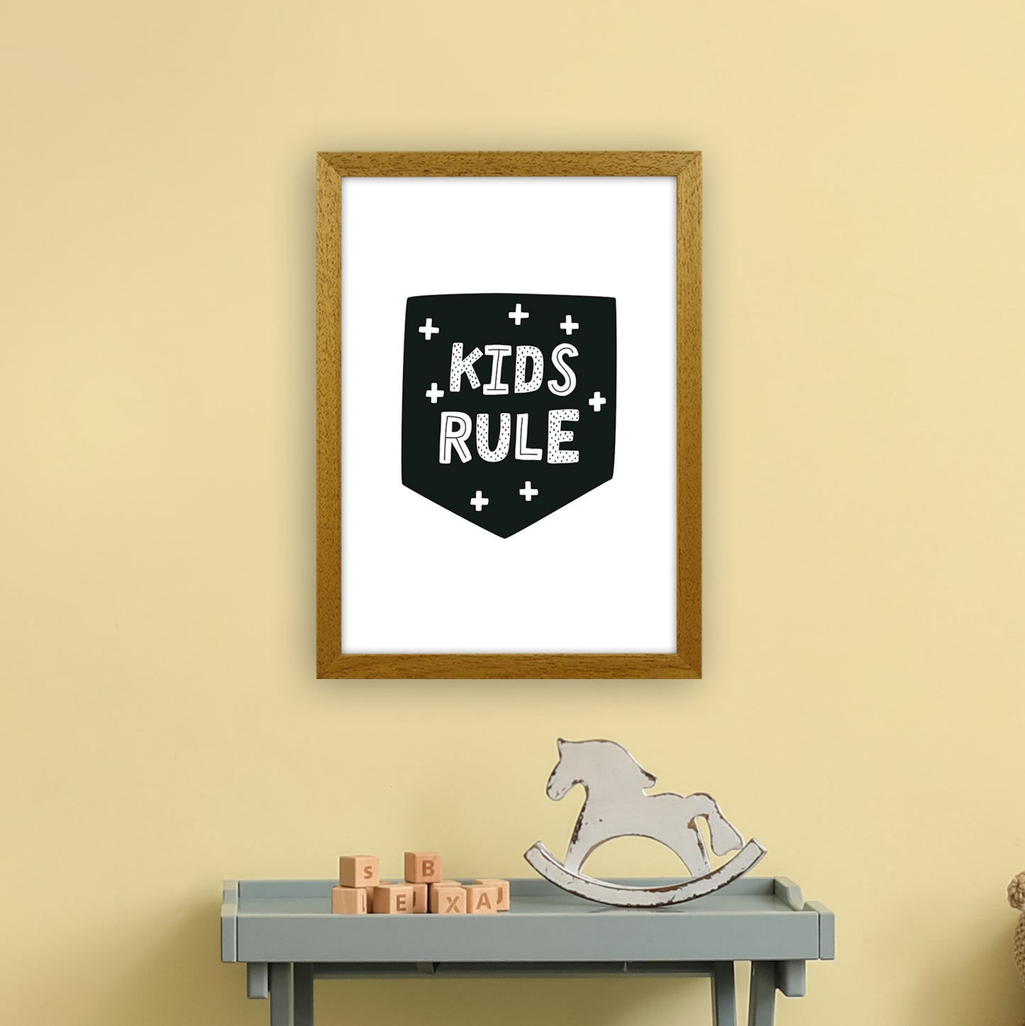 Kids Rule Black Super Scandi Art Print by Pixy Paper A3 Print Only