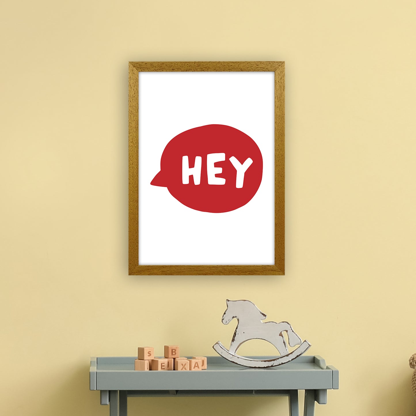 Hey Bubble Red Super Scandi Art Print by Pixy Paper A3 Print Only